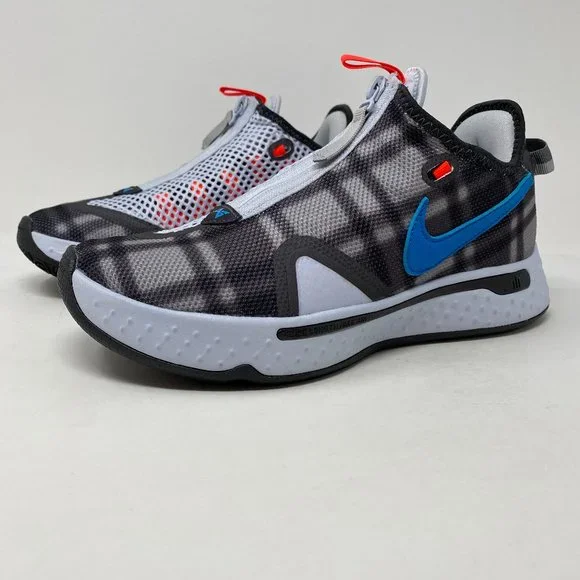 Nike Mens Paul George Black Gray Plaid Low Top Zip Basketball Shoes Size